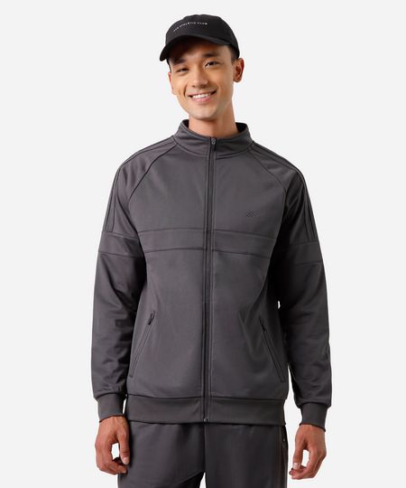 jaqueta com bolsos e recortes esportiva ace cinza P jaqueta com bolsos e recortes esportiva ace cinza P