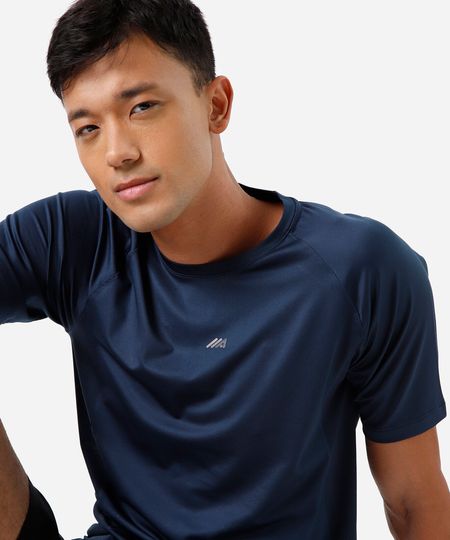 camiseta slim masculina esportiva ace com recortes azul P camiseta slim masculina esportiva ace com recortes azul P