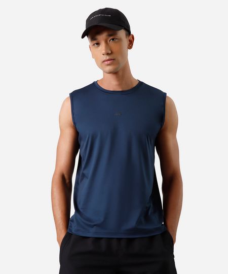 regata slim masculina esportiva ace com recorte azul P regata slim masculina esportiva ace com recorte azul P