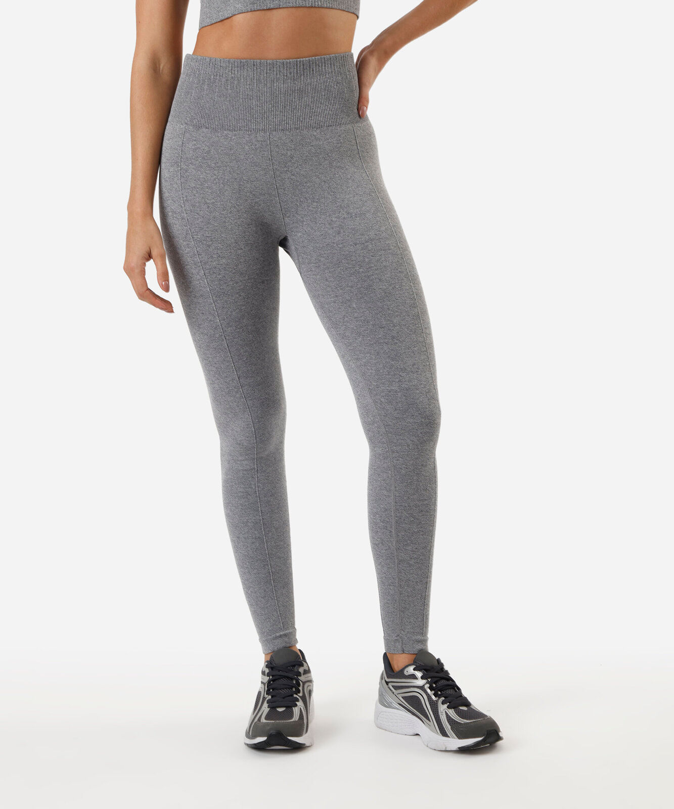 calça legging esportiva sem costura cinza