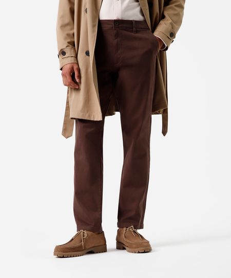 calça slim chino masculina de sarja marrom 40