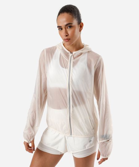 jaqueta corta vento feminino esportiva ace com capuz branca M jaqueta corta vento feminino esportiva ace com capuz branca M