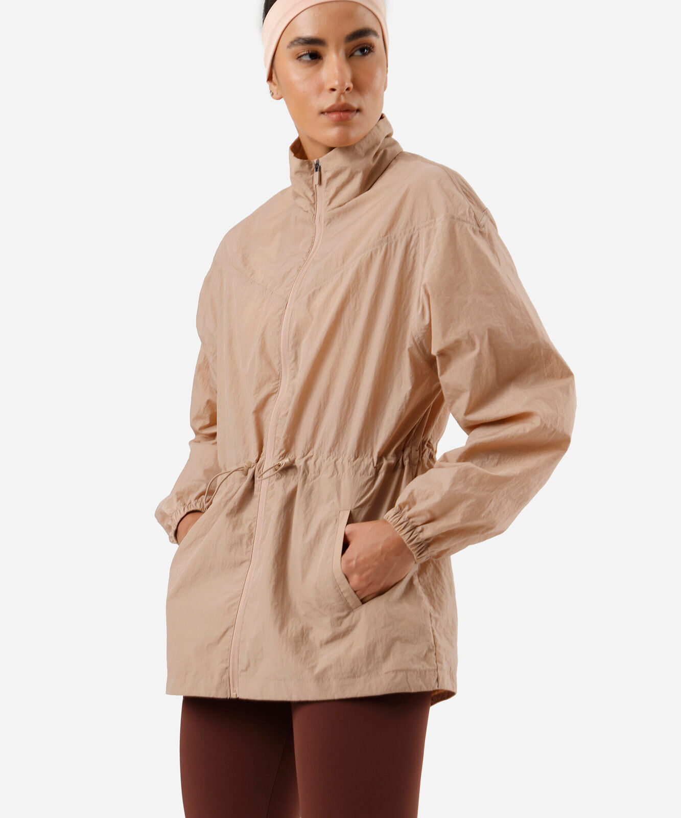 parka feminina esportiva texturizada bege