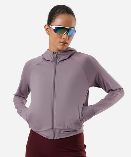 jaqueta feminina com capuz esportiva ace roxa P jaqueta feminina com capuz esportiva ace roxa P