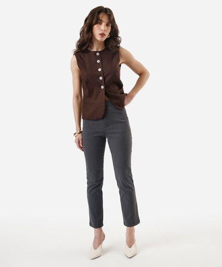 calça skinny feminina cós elástico cinza 40 calça skinny feminina cós elástico cinza 40