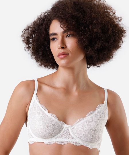 sutiã meia taça básico renda off white 40