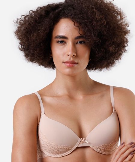 sutiã meia taça com renda bege 46