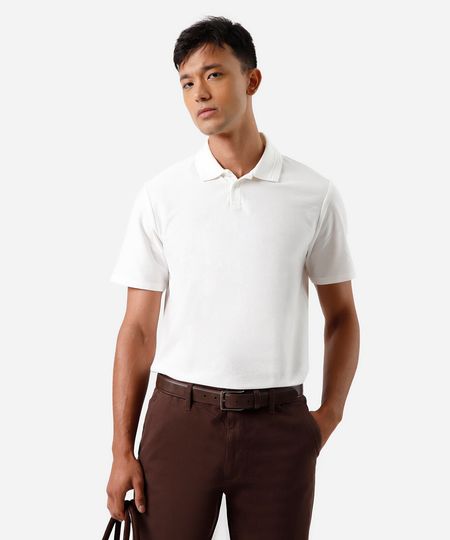 polo masculina de algodão manga curta off white M