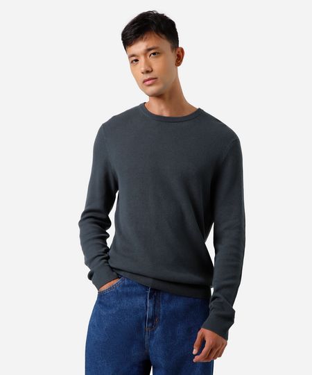 suéter masculino de tricot texturizado verde M suéter masculino de tricot texturizado verde M