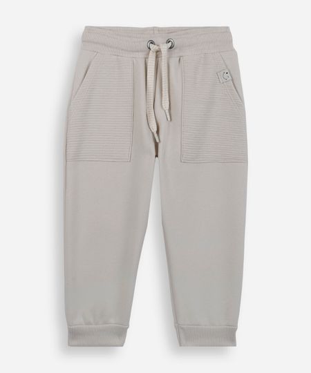 calça jogger infantil de moletom cós com cordão off white 2
