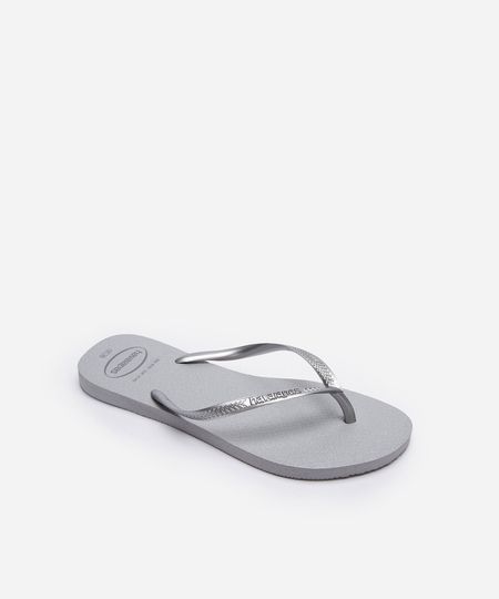 chinelo feminino havaianas slim gloss cinza 37-38 chinelo feminino havaianas slim gloss cinza 37-38