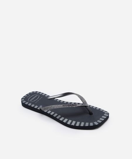 chinelo havaianas feminino square glitter contur preto 39-40 chinelo havaianas feminino square glitter contur preto 39-40