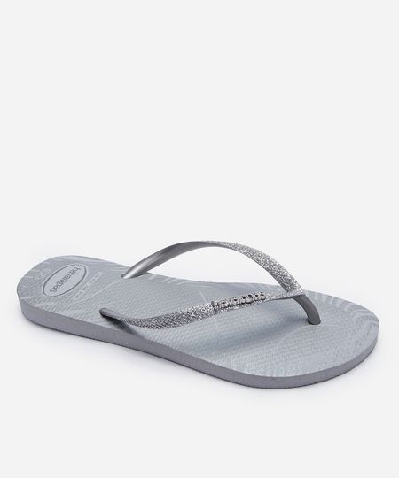 chinelo havaianas feminino glitter edge prata 39-40 chinelo havaianas feminino glitter edge prata 39-40