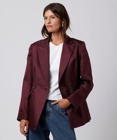 blazer de alfaiataria feminino mindset vinho PP