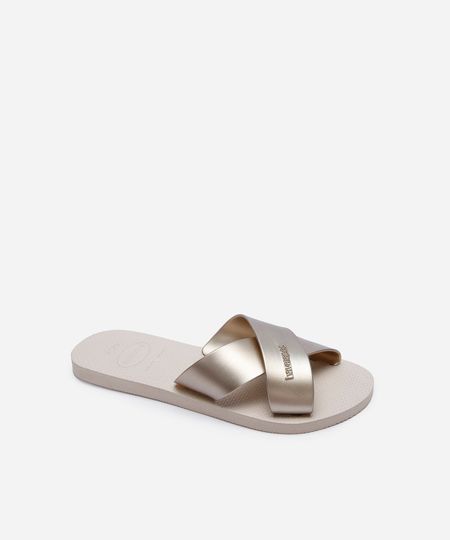 rasteirinha havaianas aqua metallic bege 33-34 rasteirinha havaianas aqua metallic bege 33-34