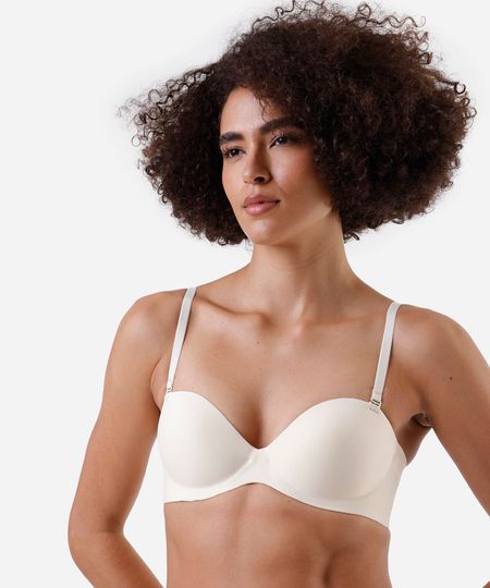 sutiã meia taça alça removível bege 42