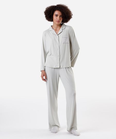 pijama americano feminino canelado verde M pijama americano feminino canelado verde M