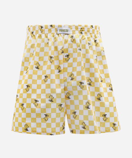 cueca samba canção de algodão peanuts xadrez amarela GG cueca samba canção de algodão peanuts xadrez amarela GG