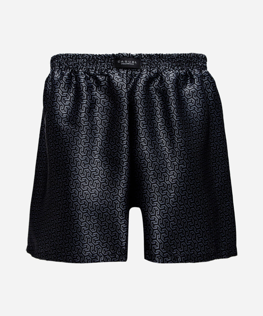 cueca samba canção masculina estampada acetinada preta