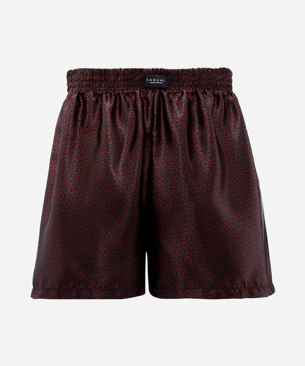 cueca samba canção masculina estampada acetinada vinho