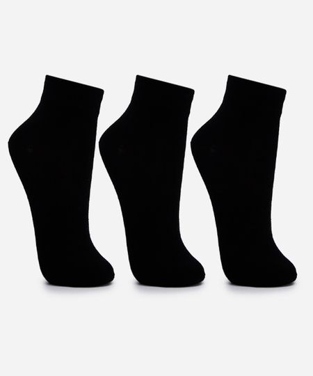 kit de 3 meias cano médio preto 33-38