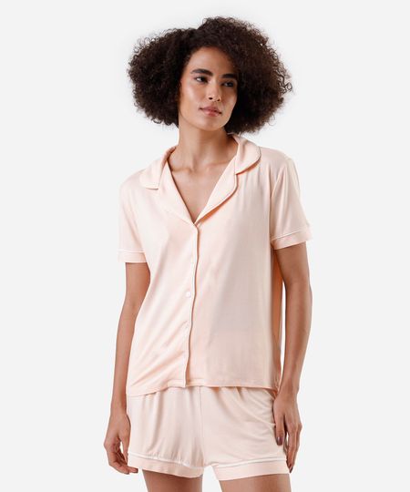 pijama americano feminino de viscose curto laranja G pijama americano feminino de viscose curto laranja G