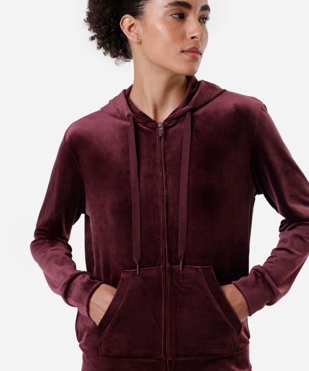 jaqueta de plush com capuz esportiva ace vinho P jaqueta de plush com capuz esportiva ace vinho P