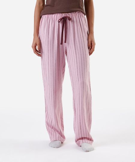calça de pijama avulsa feminina em algodão listrada rosa PP calça de pijama avulsa feminina em algodão listrada rosa PP