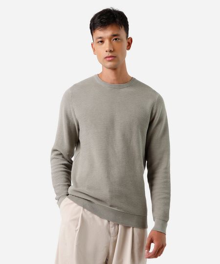 suéter de tricot canelado verde M