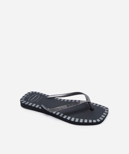 chinelo havaianas feminino square glitter contur preto 35-36 chinelo havaianas feminino square glitter contur preto 35-36