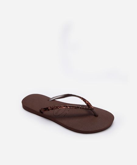chinelo havaianas feminino slim glitter ii marrom 35-36 chinelo havaianas feminino slim glitter ii marrom 35-36