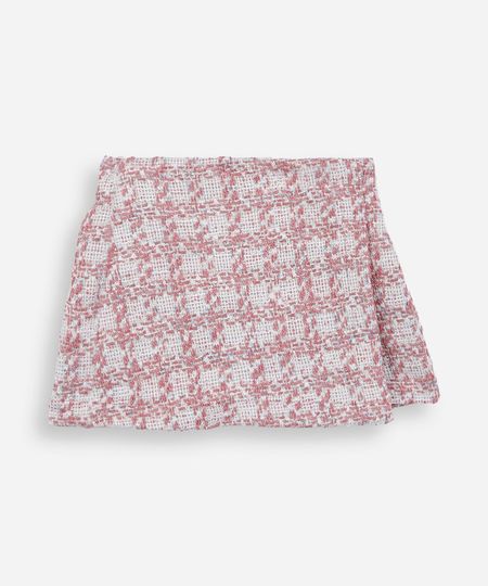 short saia infantil de tweed texturizado com lurex rosa 4 short saia infantil de tweed texturizado com lurex rosa 4