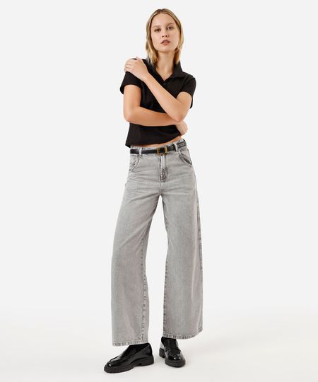 calça jeans skater cintura média - cinza 42 calça jeans skater cintura média - cinza 42