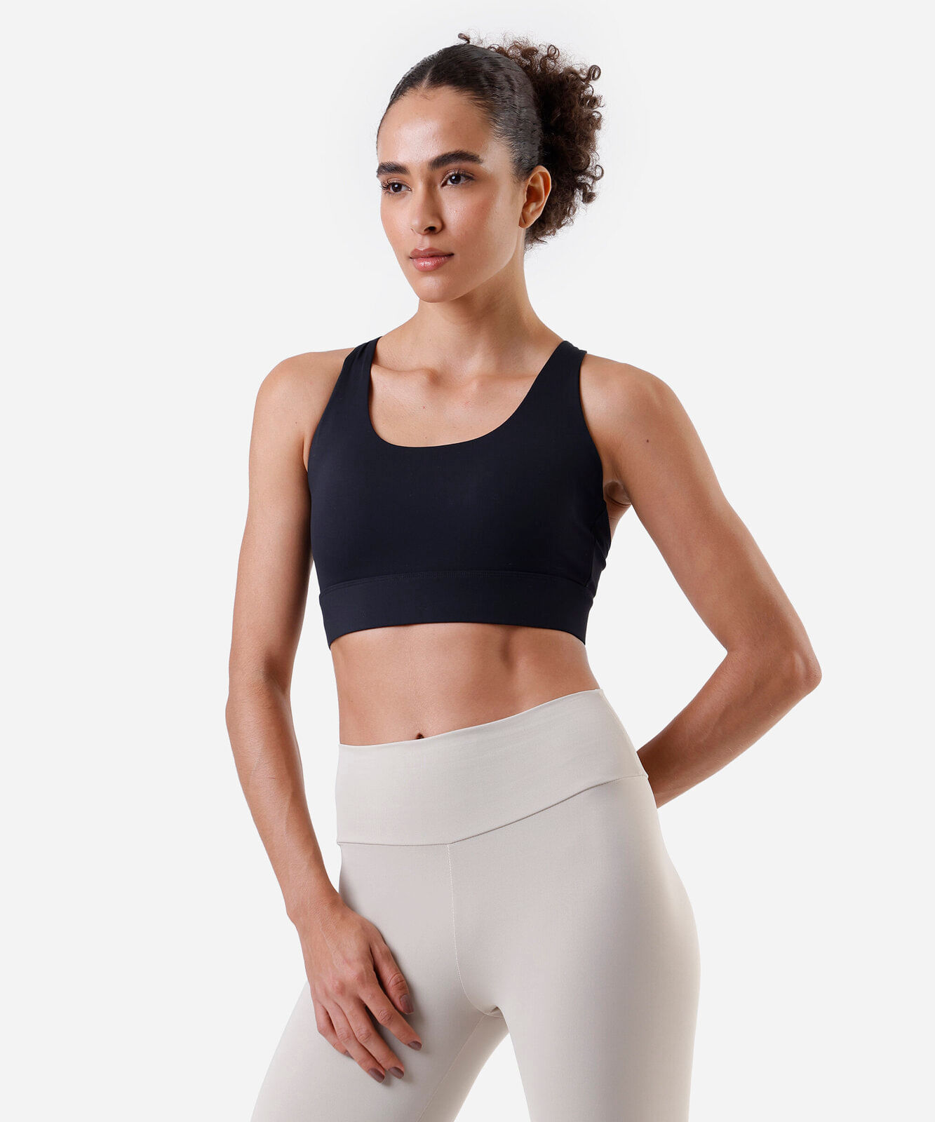 top feminino esportivo com fecho ajustável preto