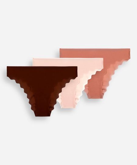 kit de 3 calcinhas biquíni feminino sem costura colorido P kit de 3 calcinhas biquíni feminino sem costura colorido P