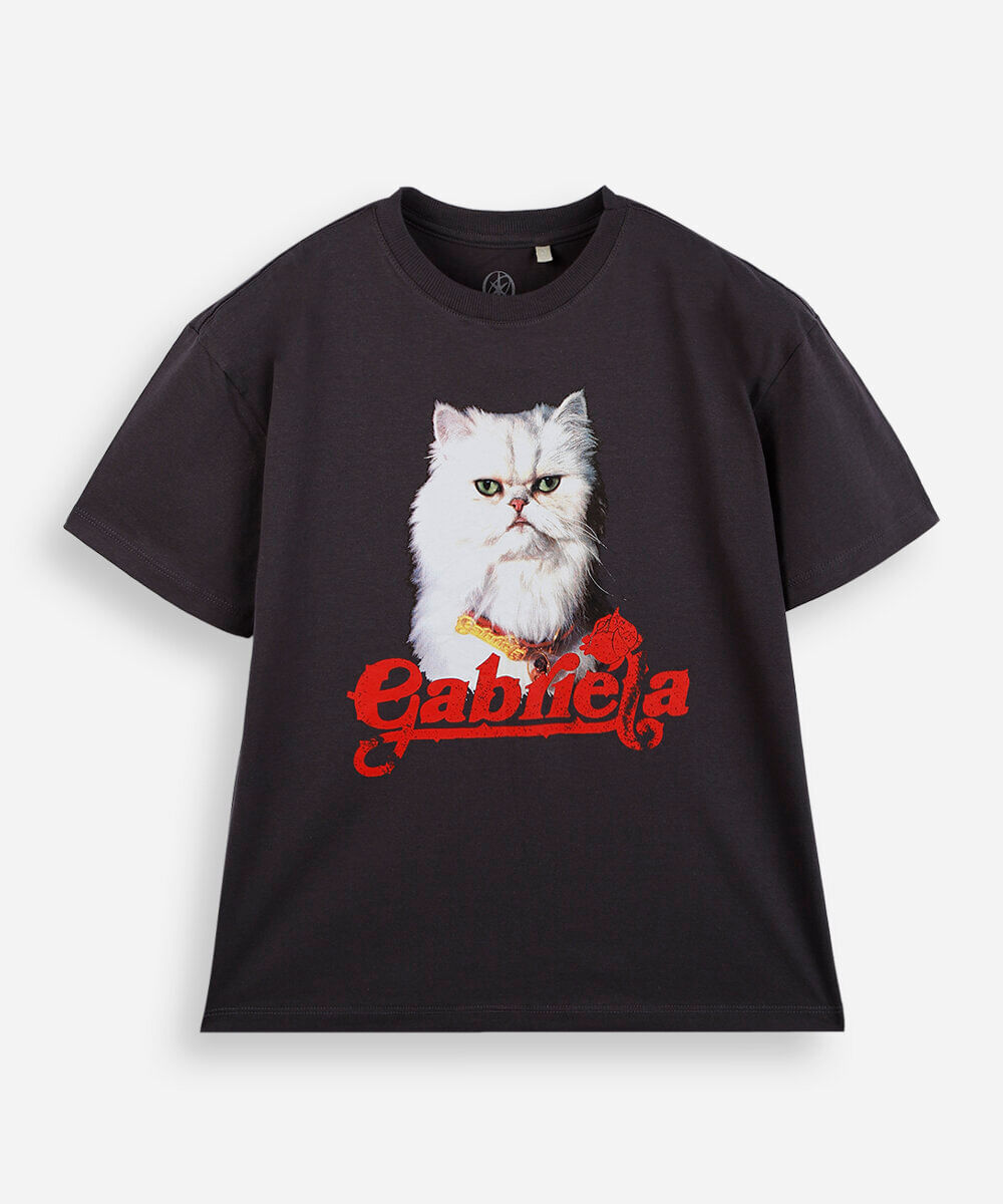 camiseta juvenil de algodão katseye oversized cinza