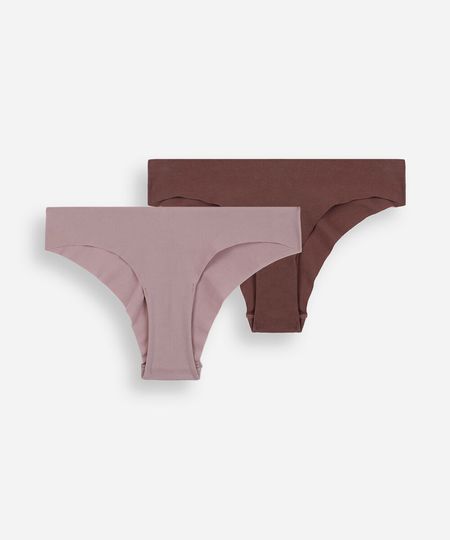 kit de 2 calcinhas biquíni feminina de algodão corte a fio colorido P