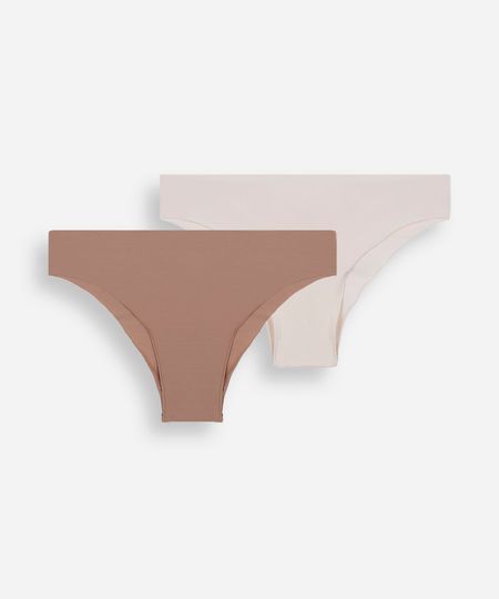 kit de 2 calcinhas biquíni feminina de algodão corte a fio colorido M