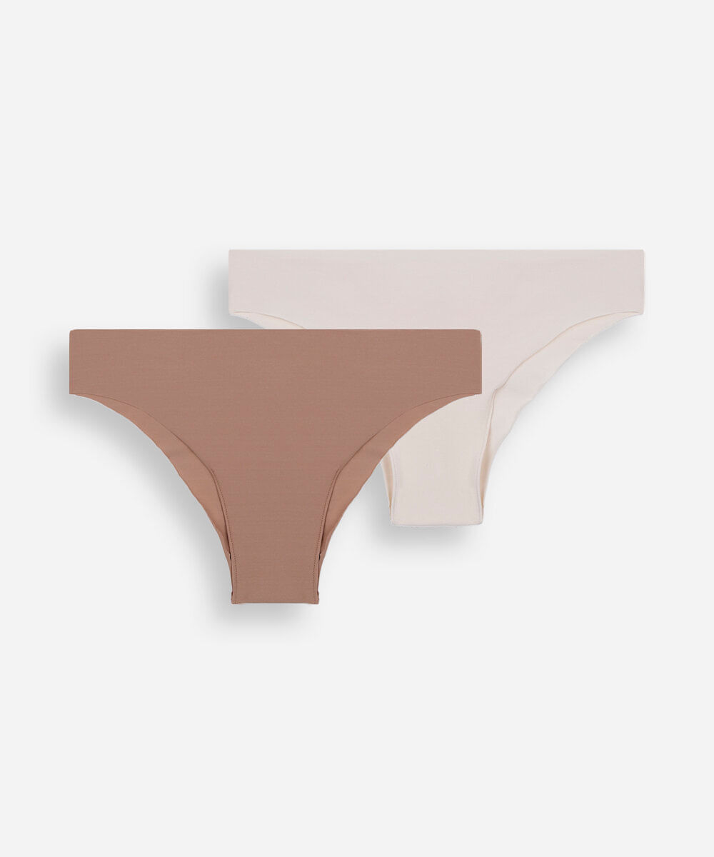 kit de 2 calcinhas biquíni feminina de algodão corte a fio colorido