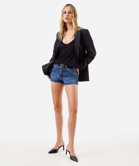 short curto feminino jeans cintura média azul 42