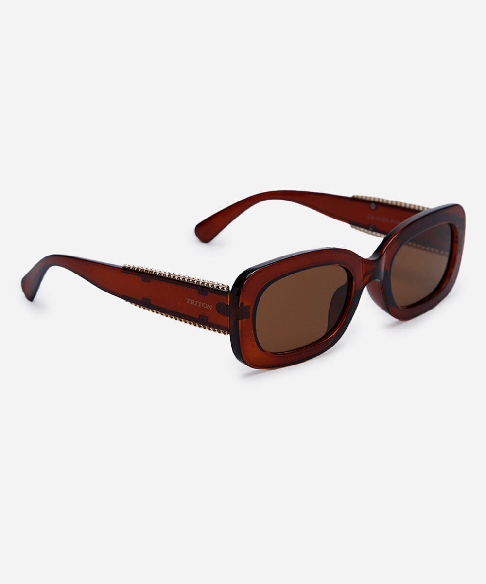 óculos de sol feminino quadrado de acetato triton marrom