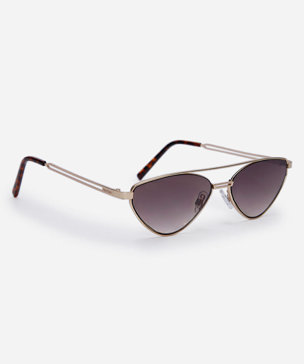 óculos de sol feminino gatinho de metal triton dourado