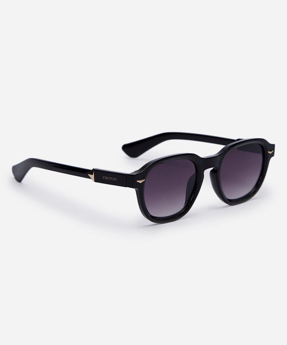 óculos de sol feminino redondo de acetato triton preto