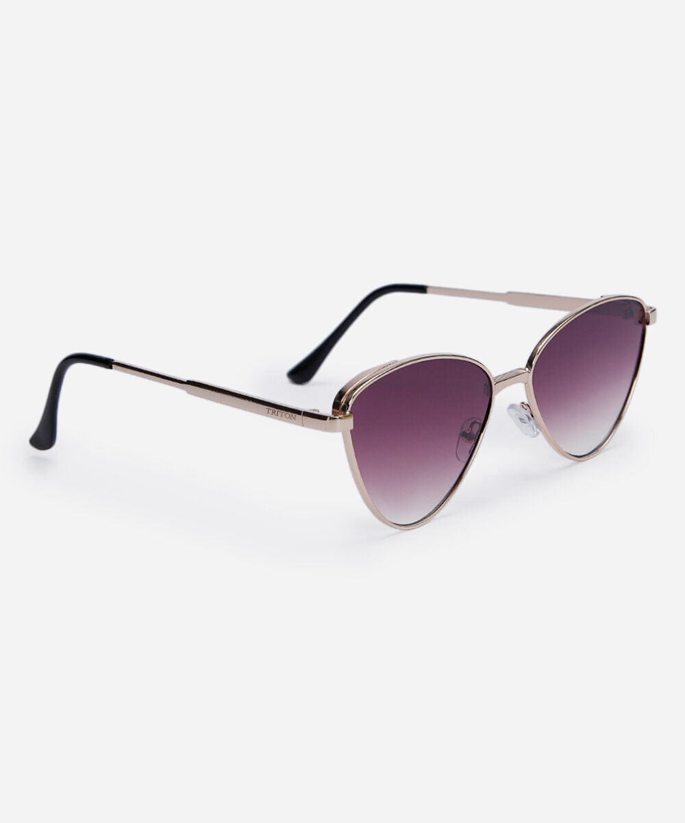 óculos de sol feminino gatinho de metal triton dourado
