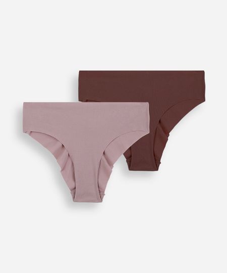 kit de 2 calcinhas largas feminina de algodão com corte a fio colorido P