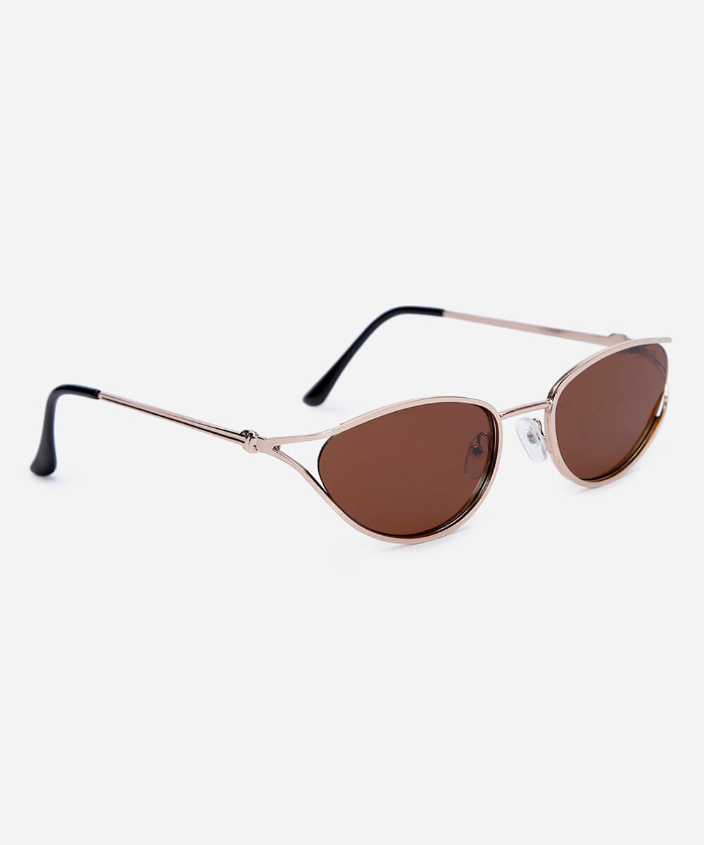óculos de sol feminino oval de metal triton dourado