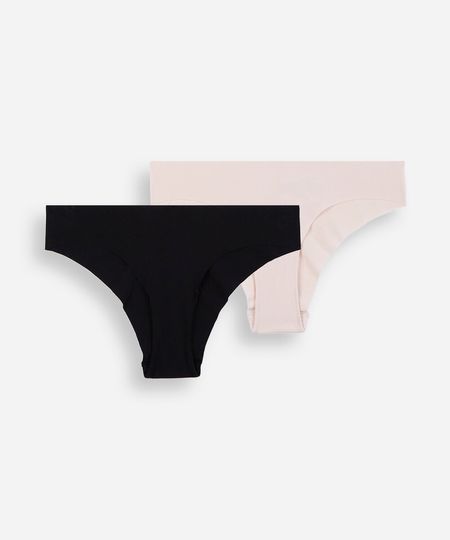 kit de 2 calcinhas biquíni feminina de algodão corte a fio colorido P