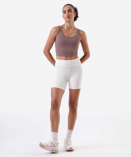 bermuda feminina com bolso esportiva ace off white G bermuda feminina com bolso esportiva ace off white G