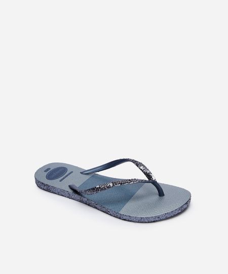 chinelo havaianas feminino glitter azul 33-34