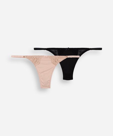 kit de 2 calcinhas string fio dental feminina com renda colorido P kit de 2 calcinhas string fio dental feminina com renda colorido P